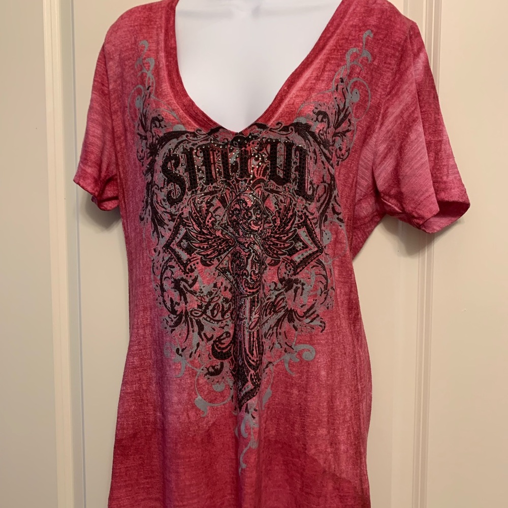Sinful by Affliction, red with black and bling